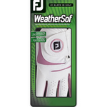 FootJoy Ladies WeatherSof Golf Glove White-Pink/Right Handed Golfer