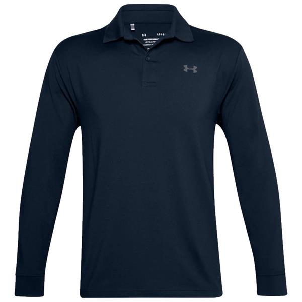 Under Armour Gents Performance Textured Long Sleeve Polo Shirt Navy 408